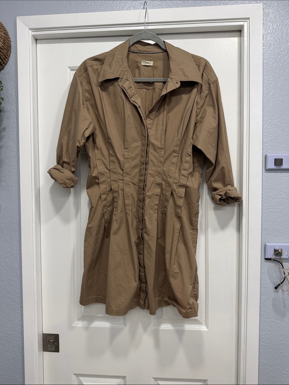 Pilcro Tan Longline Trench Shirt Jacket
